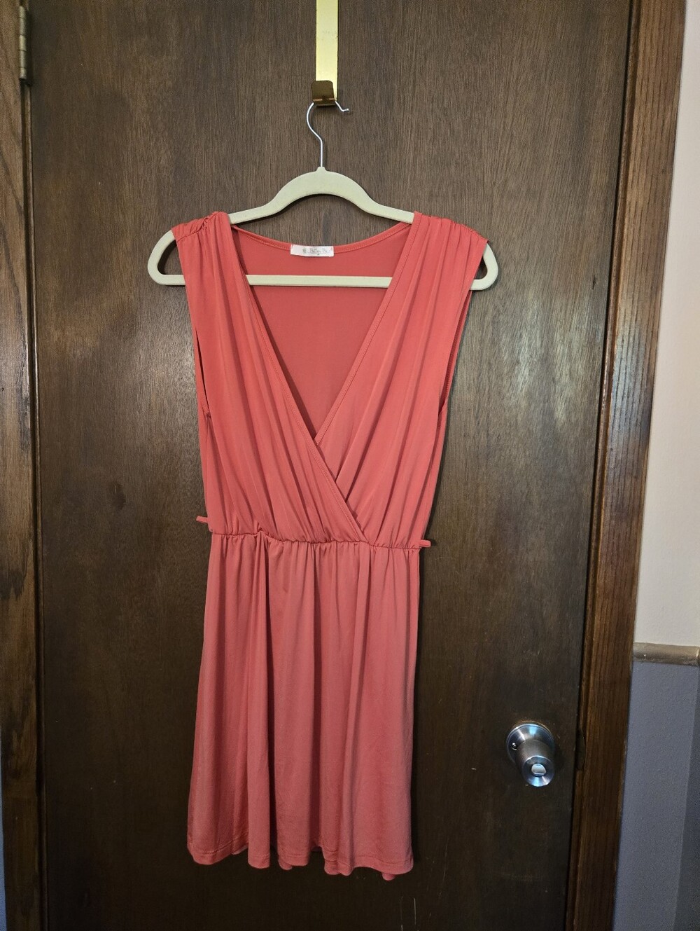 Better Be Coral Sleeveless V-Neck Mini Dress Large